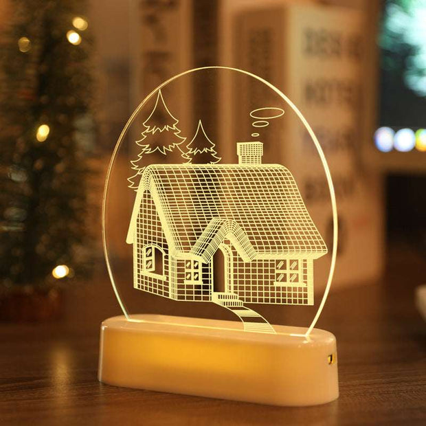 LED Fairy String Lights Battery USB 3D Santa Claus Tree Acrylic Night Light Wedding Christmas Decoration for Home Room Garland Housing