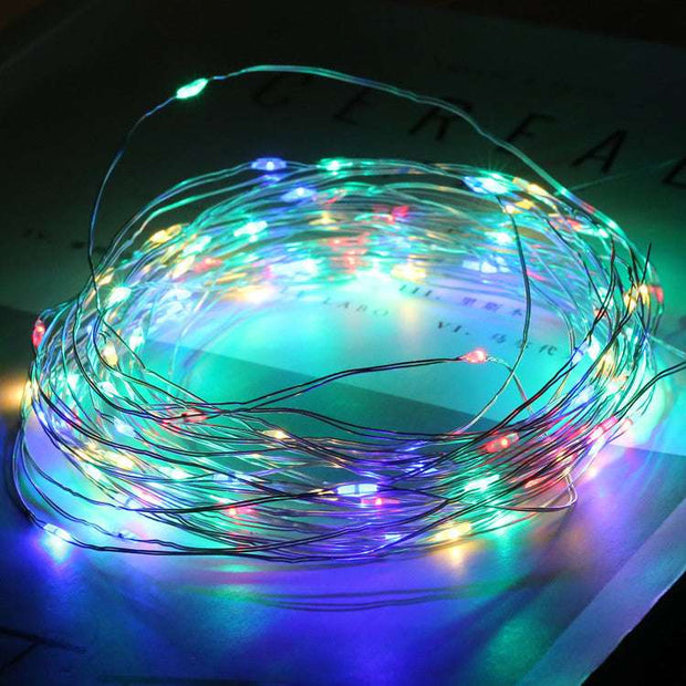Glass bottle with gypsophila lights Multicolor