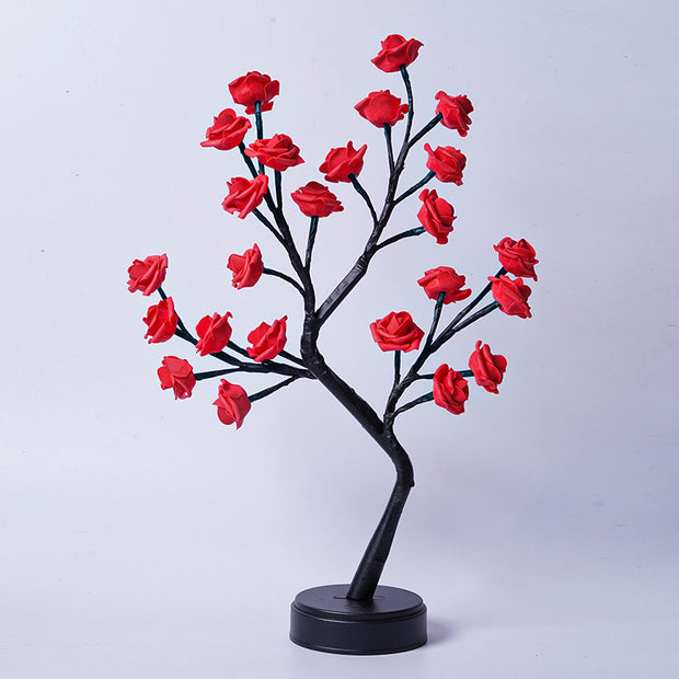 Table Lamp Flower Tree Rose Lamps Fairy Desk Night Lights USB Operated Gifts For Wedding Valentine Christmas Decoration Red Rose Usb Plug In