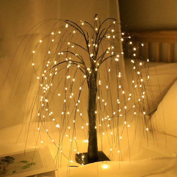 Scene Arrangement Illusion Copper Wire Lights Decorative Night Light Warm white Black willow