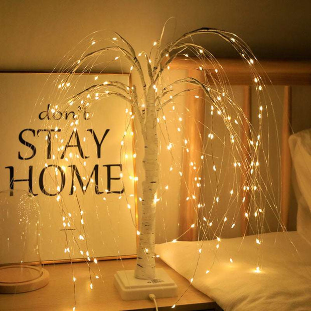 Scene Arrangement Illusion Copper Wire Lights Decorative Night Light Warm white White willow