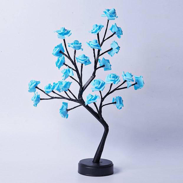 Table Lamp Flower Tree Rose Lamps Fairy Desk Night Lights USB Operated Gifts For Wedding Valentine Christmas Decoration Blue Rose Usb Plug In
