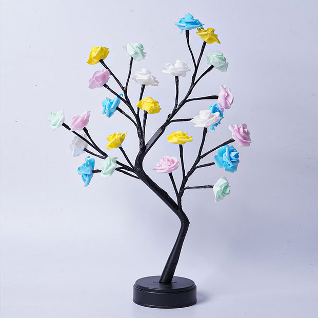 Table Lamp Flower Tree Rose Lamps Fairy Desk Night Lights USB Operated Gifts For Wedding Valentine Christmas Decoration Four Colored Rose Usb Plug In