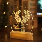 LED Fairy String Lights Battery USB 3D Santa Claus Tree Acrylic Night Light Wedding Christmas Decoration for Home Room Garland Milu deer