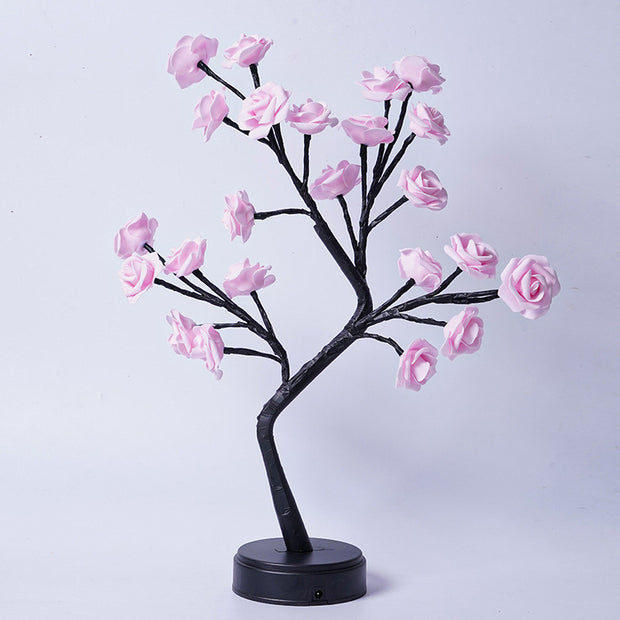 Table Lamp Flower Tree Rose Lamps Fairy Desk Night Lights USB Operated Gifts For Wedding Valentine Christmas Decoration Pink Roses Usb Plug In
