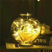 Glass bottle with gypsophila lights 01Heart Warm White