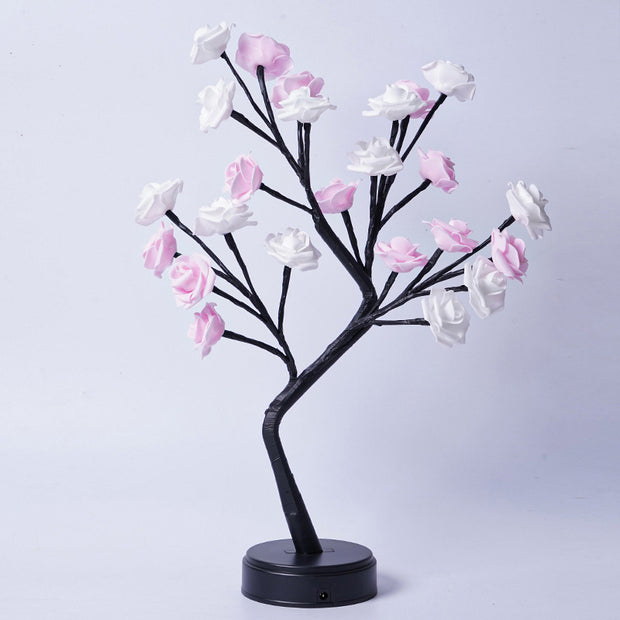 Table Lamp Flower Tree Rose Lamps Fairy Desk Night Lights USB Operated Gifts For Wedding Valentine Christmas Decoration White Pink Rose Usb Plug In