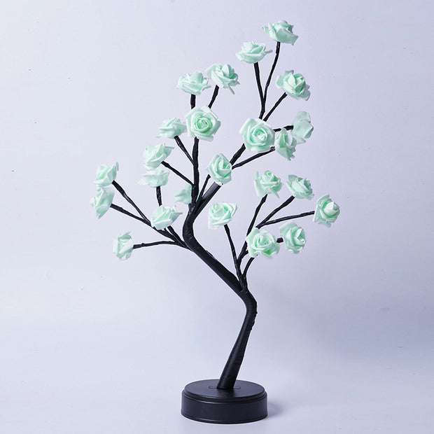 Table Lamp Flower Tree Rose Lamps Fairy Desk Night Lights USB Operated Gifts For Wedding Valentine Christmas Decoration Green Rose Usb Plug In