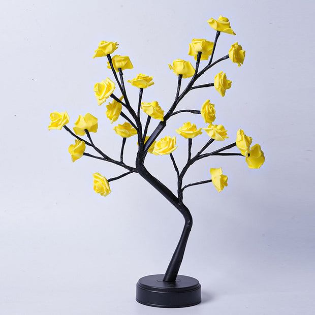 Table Lamp Flower Tree Rose Lamps Fairy Desk Night Lights USB Operated Gifts For Wedding Valentine Christmas Decoration Yellow Rose Usb Plug In
