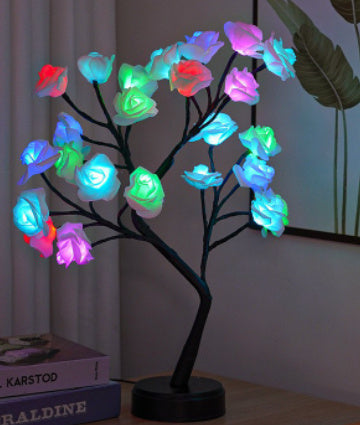 Table Lamp Flower Tree Rose Lamps Fairy Desk Night Lights USB Operated Gifts For Wedding Valentine Christmas Decoration Rainbow RGB remote control mod Usb Plug In