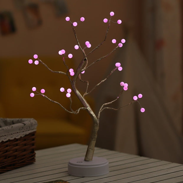 Colorful Lights Starry Atmosphere Modeling Small Night Lamp Pink Pearl Lamp 36 Battery USB dual use model